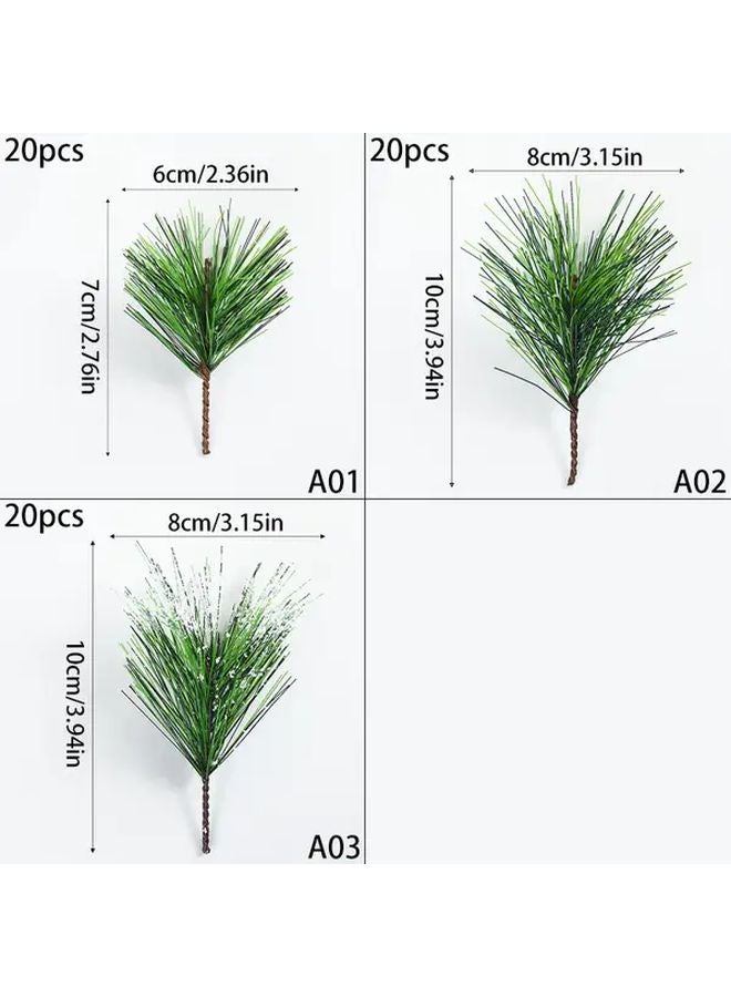 A02 إبر صنوبر اصطناعية خضراء 20 ساقًا لتزيين أشجار الكريسماس والأكاليل - Image 3